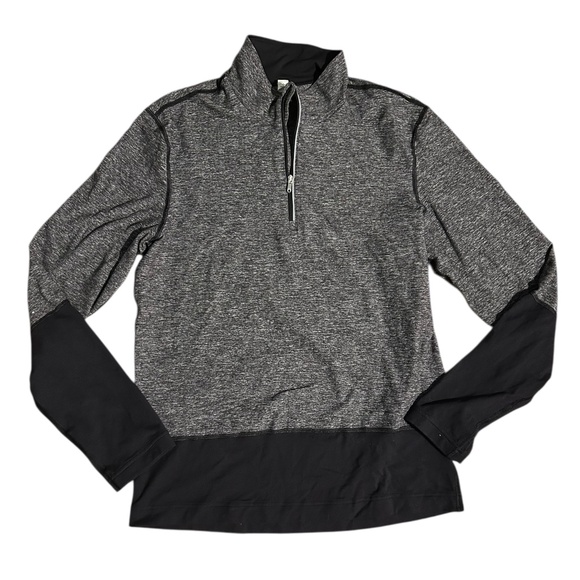 Lululemon Quarter Zip Long Sleeve – Gray/Black Panel Workout Top - Size L - Picture 1 of 3